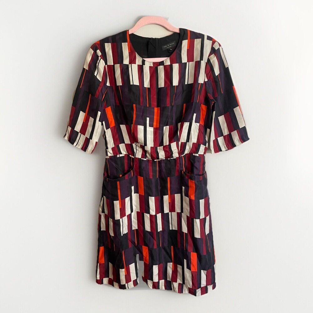 Rag & Bone Women Colorful Fall Silk Dress Size 2 Office Career Event Festival